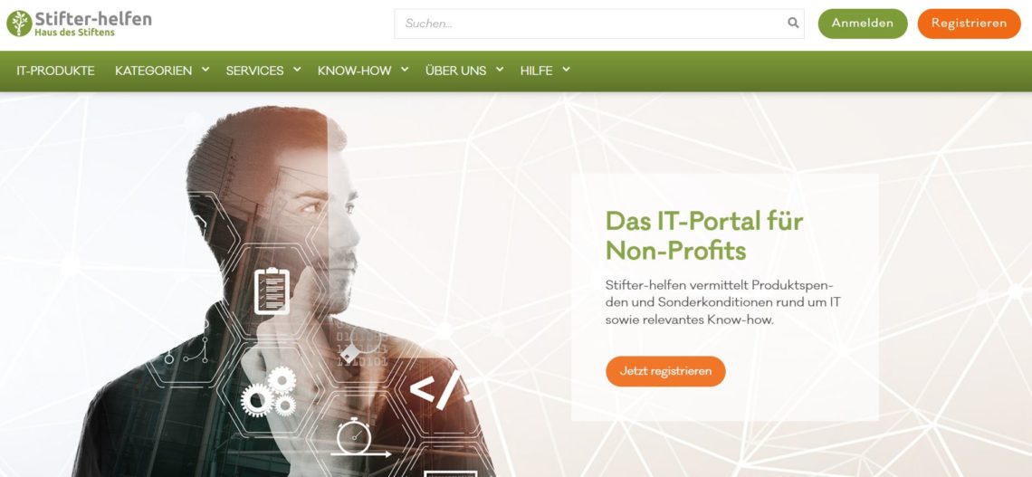 Startseite des IT-Portals Stifter-helfen